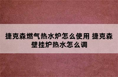 捷克森燃气热水炉怎么使用 捷克森壁挂炉热水怎么调